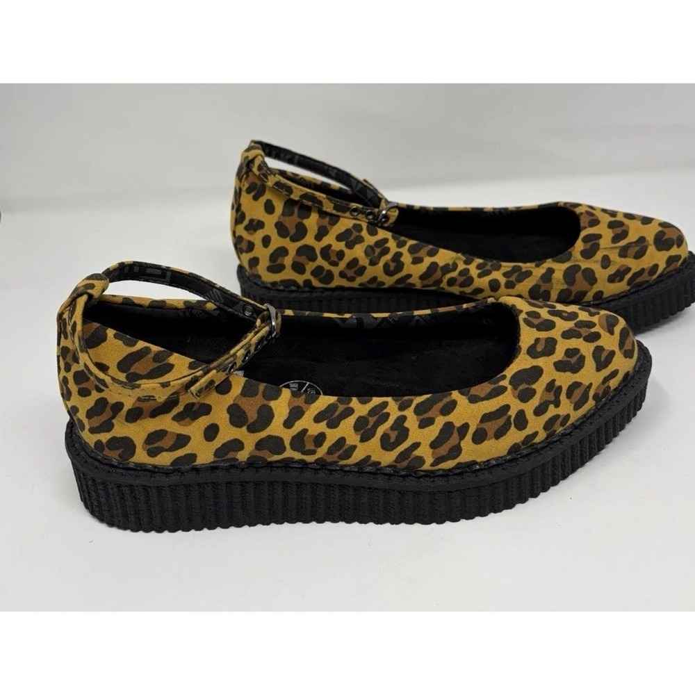 T.U.K. Leopard Ballet Point Creeper Mary Jane Skull Sole Goth Punk Size 7
